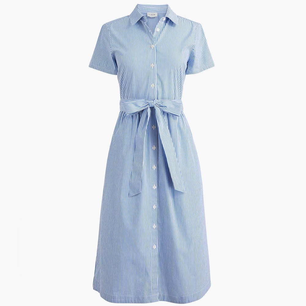 Striped Short Sleeveve Midi Shirtdress JCrew